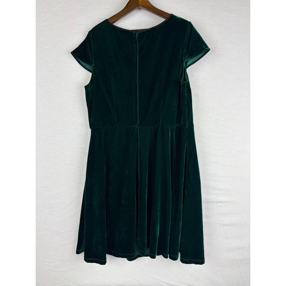 ModCloth Green Velvet Cutout Fit and Flare Dress Emerald Short Sleeve 1X